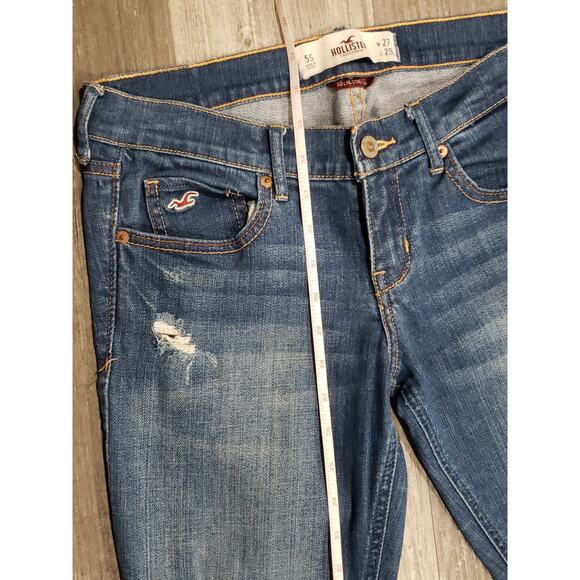 Hollister California Social Stretch Distressed Light Washed Denim Blue Jeans - Picture 4 of 6
